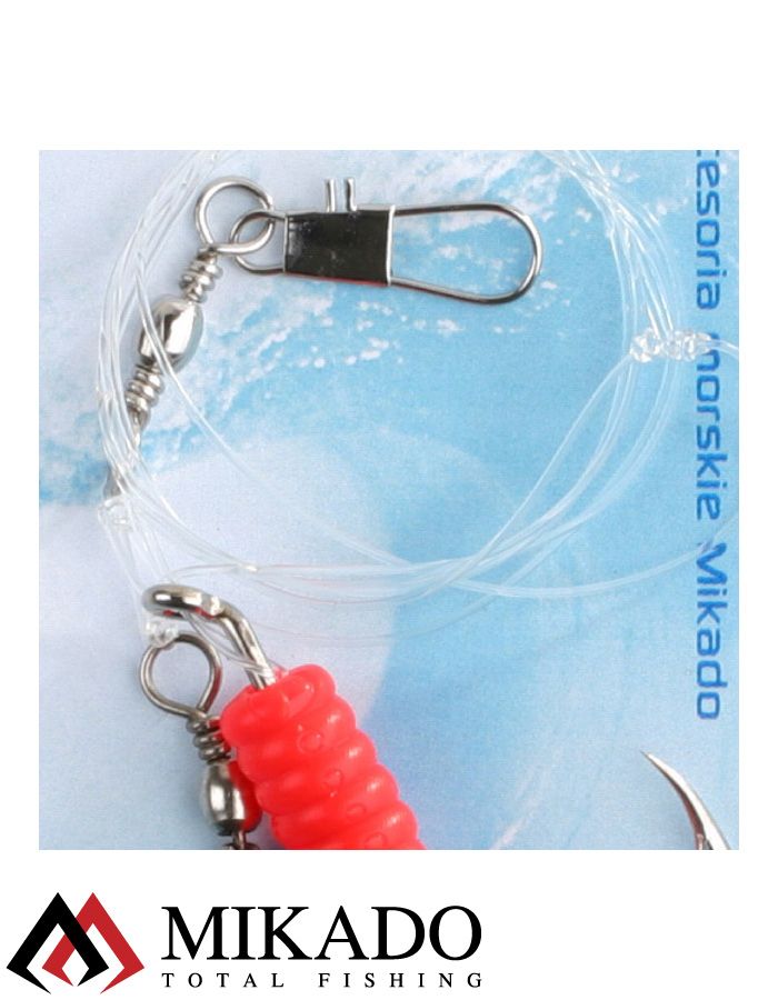 Морская оснастка Mikado PILK TWIST RIG 7.5см, крючок № 6/0 (RED)