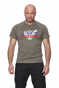 Футболка "Russian Federation"(РФ) (хлопок, олива) 7TS-07OL 44